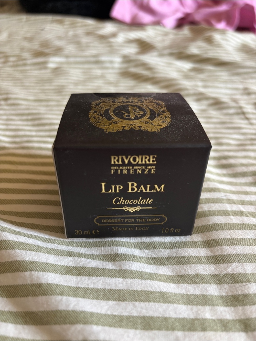 Rivoire Firenze Chocolate Lip Balm in Black & Gold Box